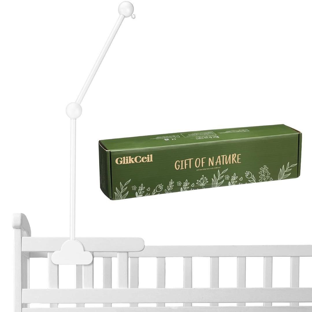 Wooden Baby Crib Mobile Arm 27.17 Inches Cloud Design Adjustable Baby Mobile Hanger for Crib Cot Bed Bassinet Wind Chimes Bed Bell Nursery(White)