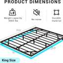 King Size Floating Metal Bed Frame with Smart LED Lights & Charging Station, Metal Platform Bed Base No Box Spring Needed, Easy Assembly, Noise Free