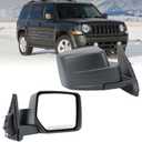 Right Passenger Side Mirror Compatible with Jeep Patriot 2007-2017 Manual Non-Heated Replacement For CH1321281 | 5155456AK (Black)