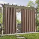 RYB HOME Extra Wide Outdoor Curtains 2 Panels or Patio Waterproof | Blackout Privacy Waterproof, for Gazebo Porch Pergola Arbor Gazebo Pool Shades, Mocha, W105 x L96