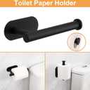 TocTen 5 Pieces Self Adhesive Towel Bar Set, Stainless Steel Bathroom Hardware Set Include Adjustable Towel Rack, Toilet Paper Holder, 3 Towel Hook, No Drill Bathroom Accessory Kit(Matte Black,24IN)