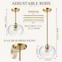 3 Pcs Gold Pendant Lights Kitchen Island 8.7in Clear Glass Shade, 8.7x8.7x5.1 inch