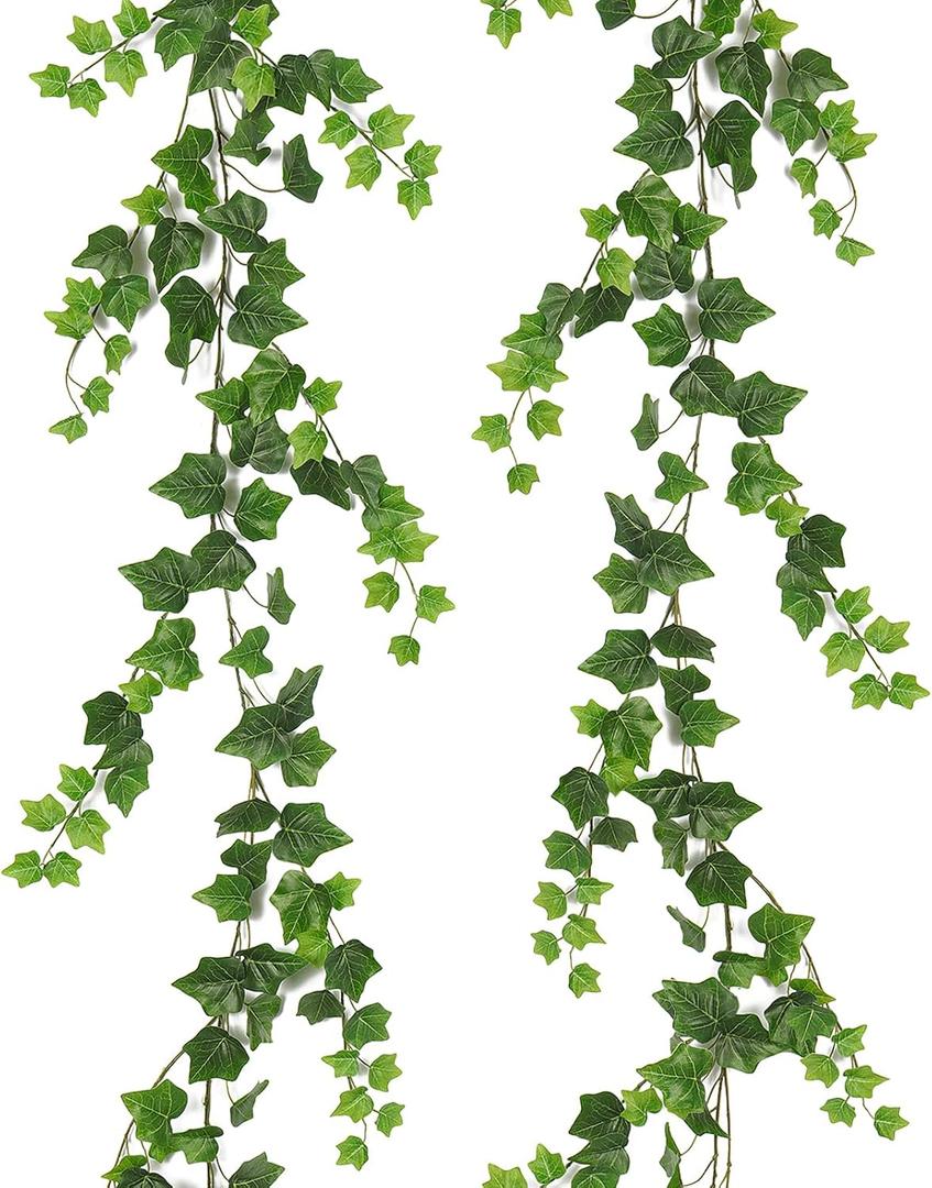 RECUTMS 2Pcs Fake Vines 74.8inch Artificial Ivy Garland Hanging Plants with Silk Leaves Greenery Decoration for Indoor Outdoor Wedding Home Kitchen Garden Office (Green) (2Pac, A-green)