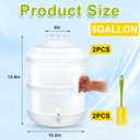 3 Gallon 2 Pack Beverage Dispenser, Large Plastic Drink Container with Spigot and Lid for Parties, Lemonade, Iced Tea, Juice & Aguas Frescas