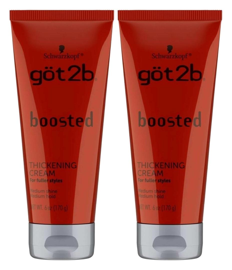 Got 2B Boosted Hair Thickening Cream for Fuller Styles, Medium Shine, Medium Hold, 6 Ounce - 2 Pack