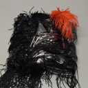 4 Pieces Girl's 20s Flapper Dresses Costume Set Feather Headband Fringed Dresses Gloves for Halloween Party (Black) One Size