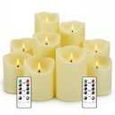 Nimiko Flameless Candles with Remote, Battery Operated Flickering Flameless Candles, LED Candles with Timer 2/4/6/8H, with Realistic LED Candles Set of 9 (D3 x H 3" 4" 5" 6" 7") (Ivory)