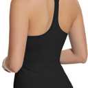 MathCat Seamless Workout Tank Tops with Built in BraRacerback Athletic Tank Tops Ribbed Soft Yoga Shirts XS-XL (Black, S)