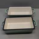 VORRINGARD Enameled Cast Iron Loaf Pan with Lid, Double Bread pan, Bread Dutch Oven for Sourdough Bread Baking, Cake, Meatloaf, 10X5.5 inch, 4 Quart, Green
