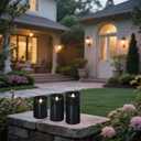 Battery Operated Pillar Candles, 3 Pack Black Flickering LED Candles with Remote and Timer, Indoor & Outdoor Flameless Candles, 15-Day Runtime