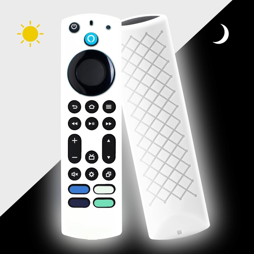 Remote Cover for Fire Stick 4k+ Max,Toshiba, Insignia Fire Tv Remote Cover, Silicone Case Glow in The Dark (White)
