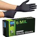 Inspire Black Nitrile Gloves HEAVY DUTY 6 Mil Nitrile Chemical Resistant Medical Cooking Cleaning Disposable Black Gloves, L