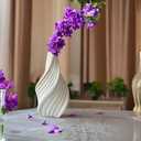 Rustic Minimalistic 1 Piece White Ceramic Vase - Pampas Grass - Home - Bathroom, Farmhouse, Boho, Flower Vase, Coffee Table, Kitchen, Wedding Centerpiece (Small Twist), 3 Boxes