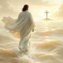 Jesus Walking On Water Poster Canvas Wall Art Religious Ocean Painting Picture Wall Decor Christian Canvas Print Artwork For Living Room Bathroom Bedroom Church Home Decoration12x18inch(30x45cm)