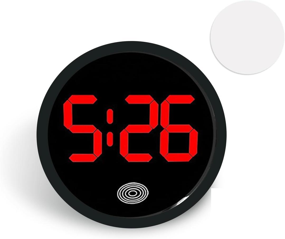 1 PC Mini LED Digital Clock, Self-Adhesive Digital Dashboard Display Clock, Luminous LED Time Touch Watch, Universal for Most Cars, Trucks, SUVs (Red)