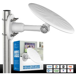 Outdoor TV Antenna - HD Digital TV Antenna, Long Range Supports 4K 1080p HD Smart TV VHF UHF, Attic or Outdoor, Weather Resistant, 32.8ft Cable (White)