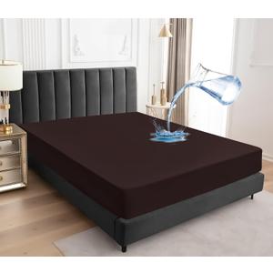 Sufdari Full Size Mattress Protector,Waterproof Mattress Protector,Fitted Sheet Style Mattress Cover with 18" Deep Pocket,Washable and Comfortable-Chocolate,Full