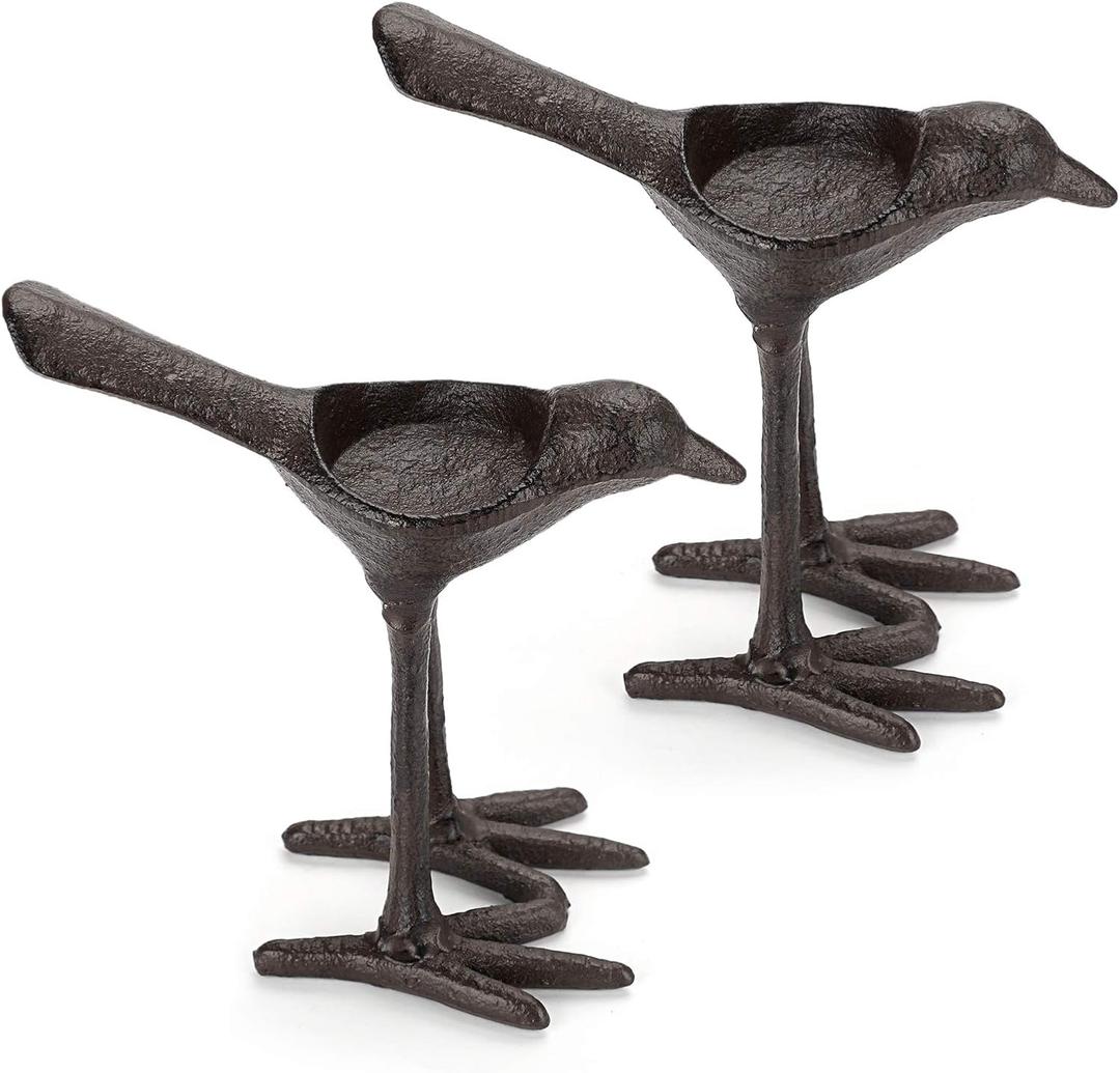 OwnMy 2 Cast Iron Bird Tea Light Candle Holders, Vintage Votive Candle Stands Rustic Metal Candlestick Holders Decorative Bird Figurines Tealight Holders for Dining Table Centerpieces
