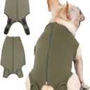 Dog Surgery Recovery Suit - After Spay, Abdominal Wounds Post Surgical Recovery, Anti Licking Breathable Dog Onesies for Small, Medium & Large Pet, Alternative Bandages Cone E-Collar (L(Back15- 17" Chest 21- 23" Weight 25- 36 lb), Army)