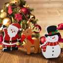 COCHIE Snowman Christmas Decorations Indoor, Cute Winter Tiered Tray Decor Set of 3, Wooden Snowman Blocks Xmas Table Decoration for Party Home Office Shelf Door (Santa Claus Reindeer)