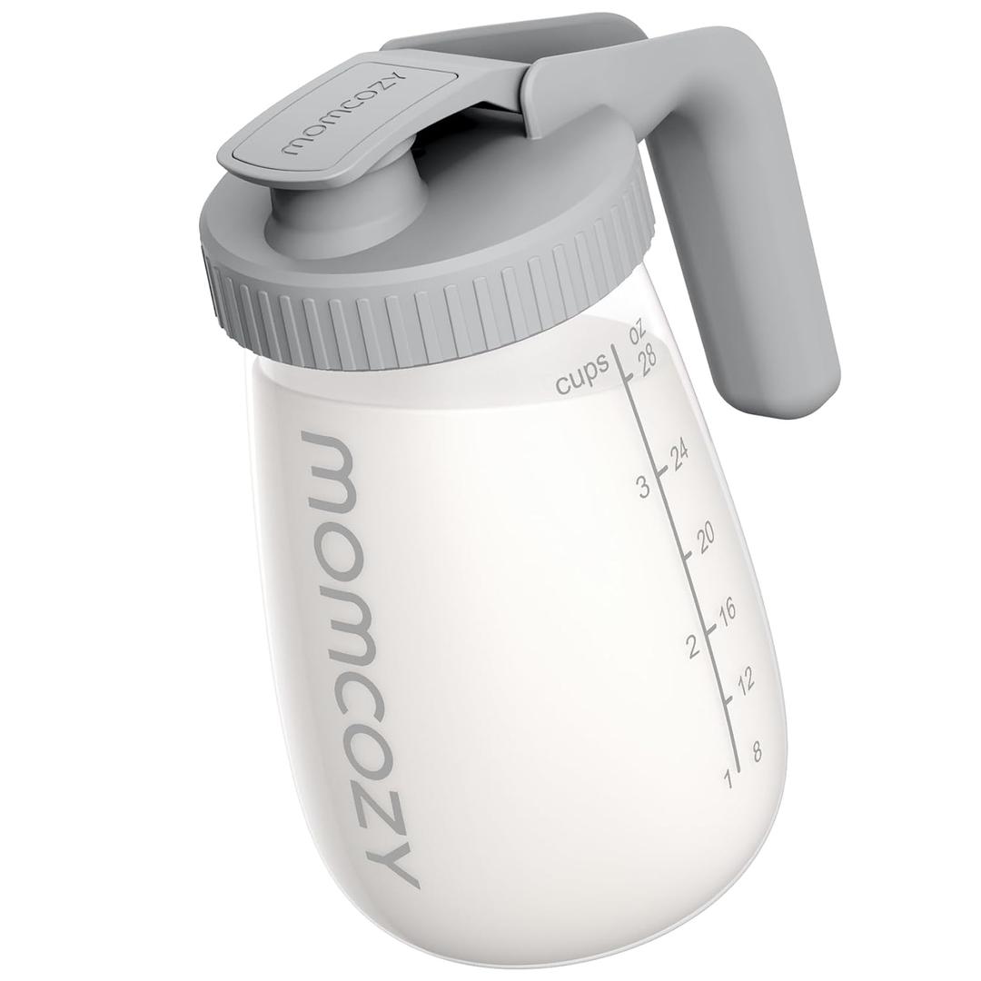 Momcozy Breast Milk Pitcher, Resistant to Heat and Cold Abrupt Temp Swings, No Leak Breast Milk Fridge Storage Container with Wide Mouth, Fast Baby Formula Maker, Breastfeeding Essentials, Gray