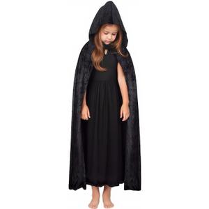 ROMASA Kids Hooded Velvet Cloak,Halloween Costume Cape,Fancy Cosplay Robe for Dress Up Party