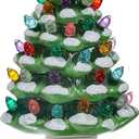 Xmas Tree with Star - Festive Christmas Hand Painted Ceramic Night Light (7W Bulb Included)