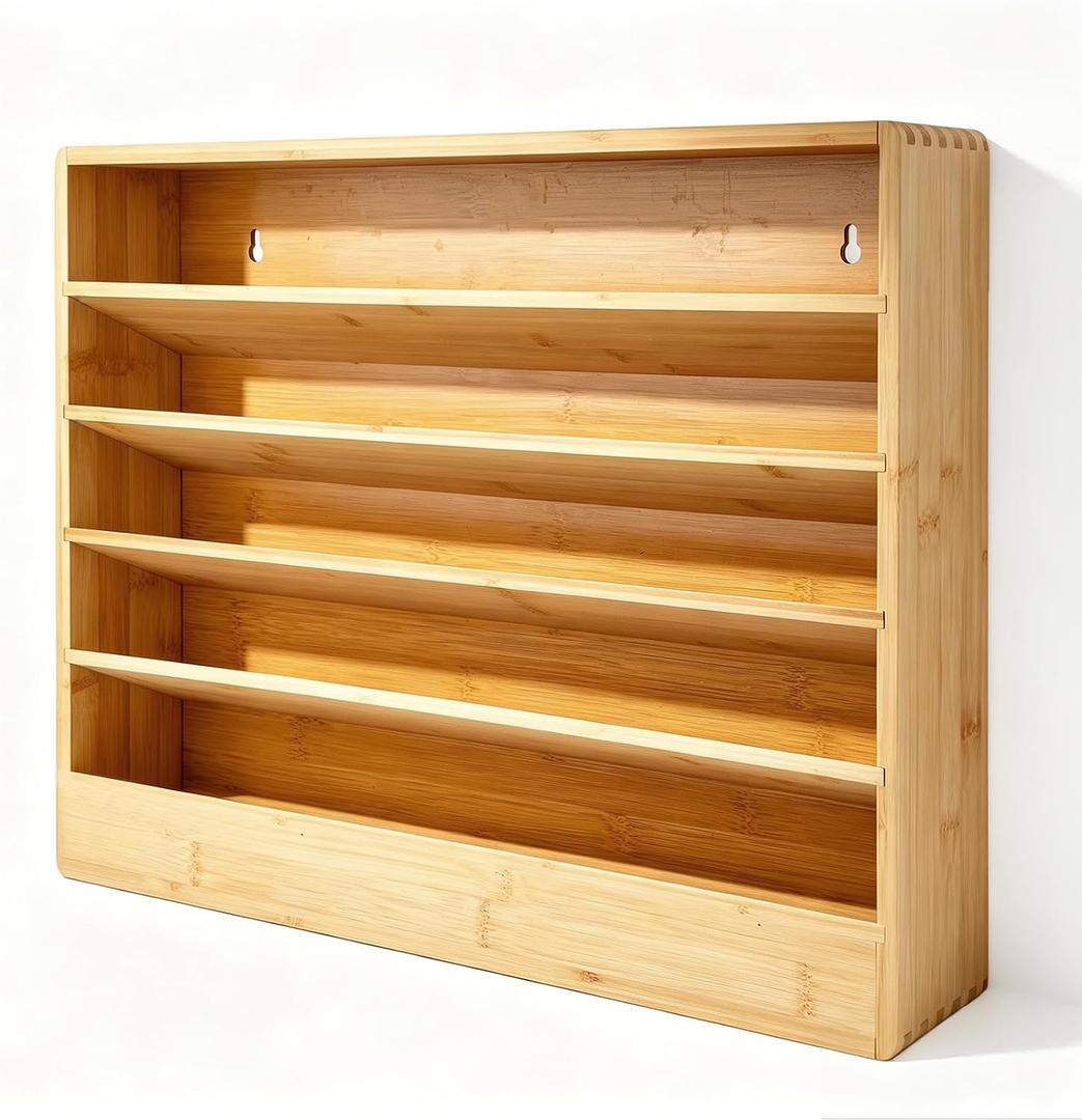 Bamboo Tiered Spice Rack Organizer for Cabinet,Wooden Seasoning Rack for Countertop, Cupboard, Pantry, Kitchen (Spice Jars Not Included), Holds 50 Jars，Bamboo