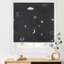 LazBlinds 100% Blackout Roller Shades, No Tools No Drill Cordless Blinds for Windows, Thermal Insulated UV Protection Privacy Window Shades for Bedroom (35''W x 72''H, Stars)