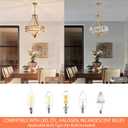 Crystal Chandeliers for Dining Room 21.6" Rustic Farmhouse Chandelier with Round Metal Shade 6-Light Large Gold Dining Room Light Fixture for Kitchen, Hallway, Bedroom, Foyer