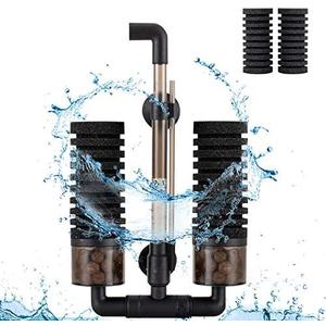 hygger Sponge Filter, Aquarium Filter Double Sponge Replaceable Media with 4 Biochemical Sponges and 1 Bag of Filtered Ceramic Balls Ultra Quiet Filter Fish Tank (S/M)