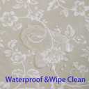 Heavy Duty Vinyl Tablecloth with Flannel Backing Waterproof Oil-Proof Plastic Table Cloth Stain-Resistant Wipeable Rectangle or Square Table Cover for Indoor and Outdoor (Beige Floral,52x70 Inch)