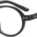 ICARA Personality Square Round Reading Glasses for Men Women,Computer Glasses Anti UV Readers (Black, 1.5)
