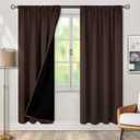 BGment Thermal Insulated 100% Blackout Curtains for Bedroom with Black Liner, Double Layer Full Room Darkening Noise Reducing Rod Pocket Curtain (52 x 72 Inch, Brown, 2 Panels)