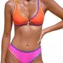 RIHOAS Women's Two Pieces Triangle Bikini Sets O Ring Linked Swimsuits Summer Beach Bathing Suit (Orange, S)