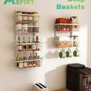 Mefirt White 12 Inch Wide Narrow Over The Door Pantry Organizer, Pantry Organization and Storage, 8-Tier Metal Hanging Deep Basket Wall Spice Rack Seasoning Shelves, Home & Kitchen Essentials