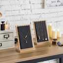 MyGift Modern Bamboo Necklace Jewelry Tabletop Display Boards, Set of 2,Black