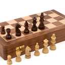10" Wooden Folding Chess Boards, Handcrafted Portable Travel Chess Game with Pieces Storage Slots & 2 Extra Queens (10 X 10 Inches)