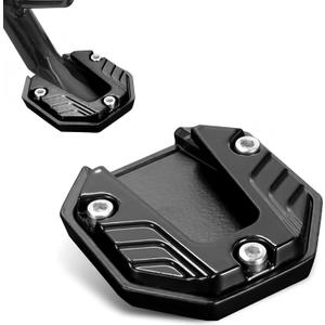 1PC Motorcycle Kickstand Pad, Alloy Anti-Slip Side Stand Extension Plate, Enlarged Bottom Anti-Sink Foot Support, Universal for Most Motorcycles (Black)