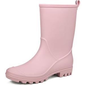 DKSUKO Women's Mid-Calf Rain Boots Garden Boots Waterproof Rubber Boots (7, Pink)