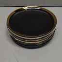 Dinner Plates, Set of 6, 8 inch, Black Porcelain with Gold Trim, Small Plates, Black Ceramic Plates, Ideal for Desserts and Appetizers.