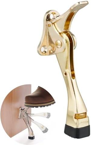 HOME&I Easy Pedal Kick Down Door Stop Stopper Easy Step Door Kick Doorstop,Premium Quality,Height-Adjustable Rubber Foot,4 Inch (Gold, 4 Inch x 1 Pack)