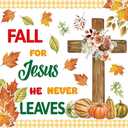 6 x Fancy Land Thanksgiving Jesus Christian Bulletin Board Decoration Fall Pumpkin Maple Cross Cutouts for Autumn Classroom School Wall Door Decor