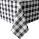 Hiasan 60 x 120 Inch Checkered Tablecloth Rectangle - Stain Resistant, Spillproof and Washable Gingham Table Cloth for Outdoor Picnic, Kitchen and Holiday Dinner, Black and White