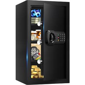 6.1 Cuft Extra Large Fire Safes for Home, Digital Fireproof Safe with Programmable Keypad, Spare Keys and 3 Removable Shelves, Anti-Theft Security Waterproof Document Safe Box for Money Valuables