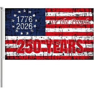250 Anniversary Flag 3x5 Ft 2 Sided 3 Layers 250th Anniversary Flag We The People 1776-2026 250 Years Birthday Patriotic Decor for Outdoor Front Door Porch Wall (G)