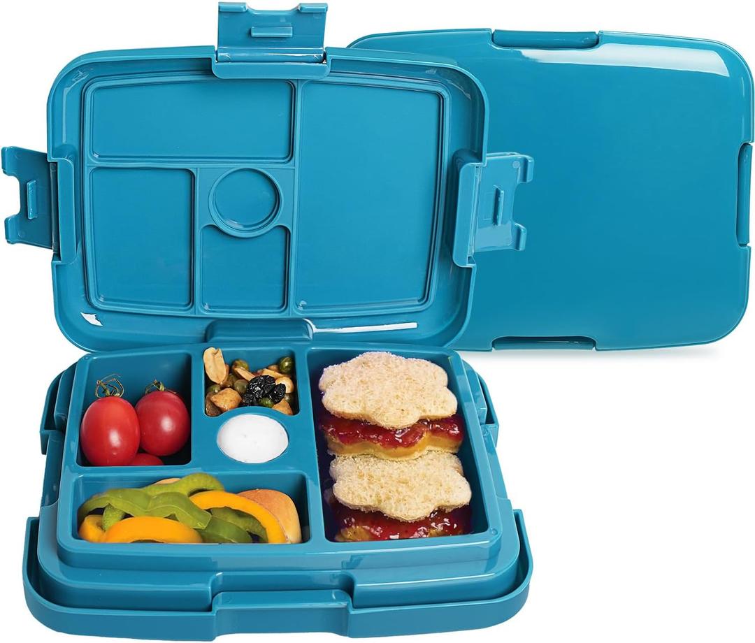kids Lunch Box Leak-Proof, 5-Compartment Bento Box Durable, Drop-Proof, Dishwasher Safe, & Made with BPA-Free Materials Ideal Portion for Ages 3-7 to School Meals, Snack Packing, Travel(Blue)