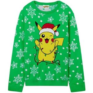 Pokemon Ugly Christmas Sweater Kids, Long Sleeve Crew Neck Pikachu Christmas Outfit Pullover Anime Gifts for Boys Teens, Size 5-6