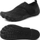 Water Shoes Mens Womens Quick-Dry Barefoot Swim Beach Pool Shoes Aqua Yoga Socks for Hiking Walking Diving Surf Outdoor Water Sports (Black) 9.5 Inch Length