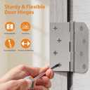 24 Pack Brushed Nickel Door Hinges, 4 Inch Heavy Duty Hinges with 5/8" Radius & Square Corners, Satin Finish, Removable Pin, Quiet for Interior & Exterior Doors